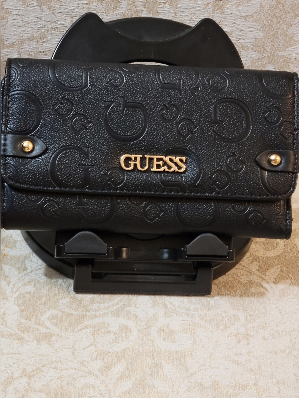 Guess Black Wallet with Gold Accents